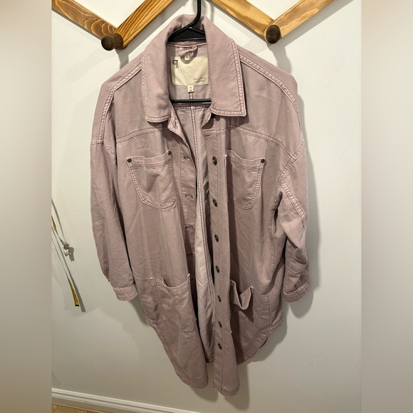 Anthropologie-PILCRO- DUSTER SHIRT JACKET- MAUVE-LONG- OVERSIZED FIT- XS - Picture 2 of 11